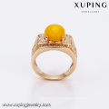 14668 Cheap jewelry wholesale women copper alloy elegant 18k gold finger ring with yellow stone